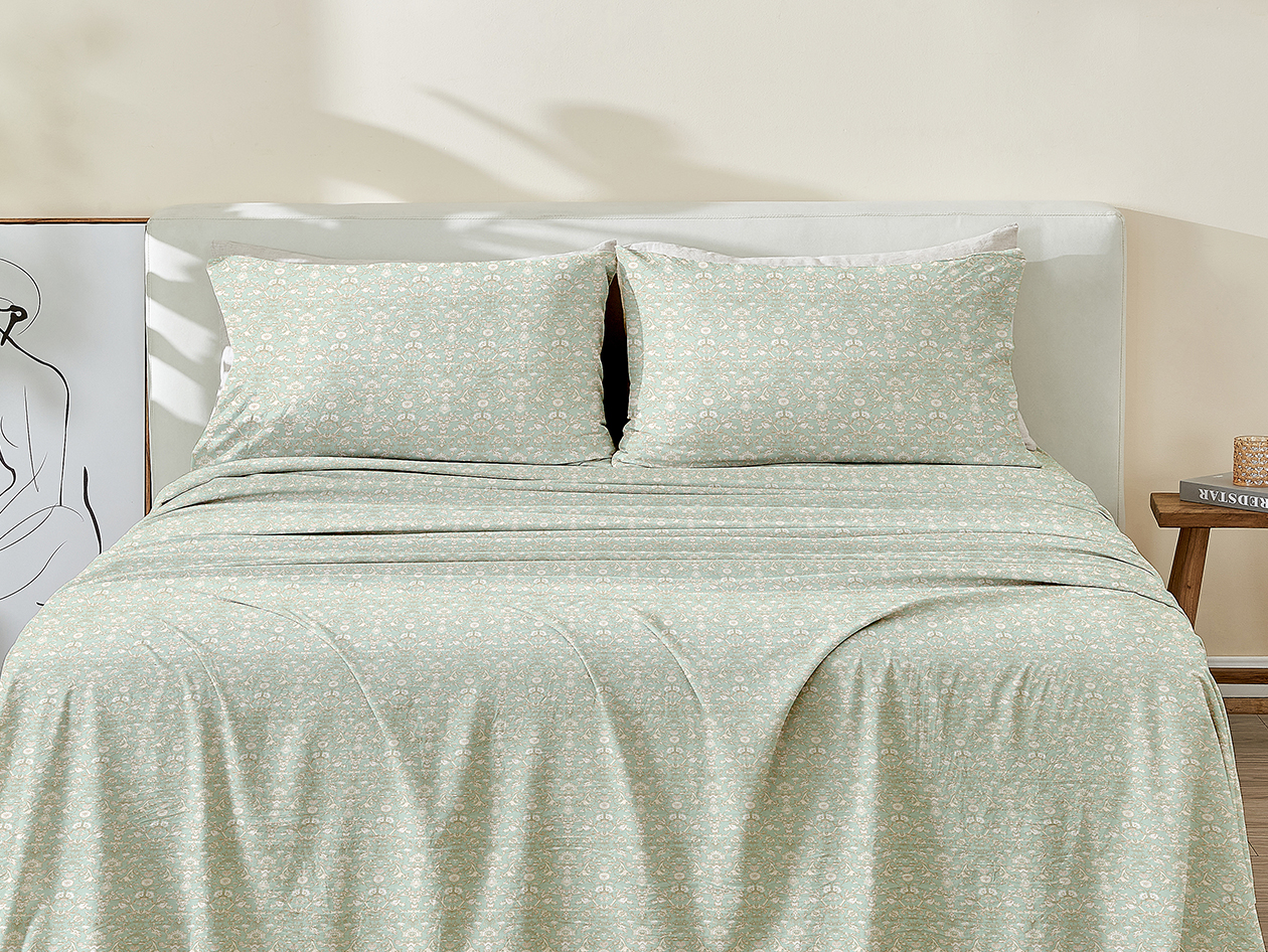 3-Piece Floral Print Microfiber Sheet Set (Floral Green/Twin)