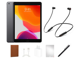 Apple iPad 7th Gen (2019) 32GB WiFi Space Gray (Refurbished) with Beats Flex Headphones Bundle