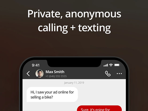 Hushed Private Phone Line: Lifetime Subscription (12,500 SMS / 2,500 mins)