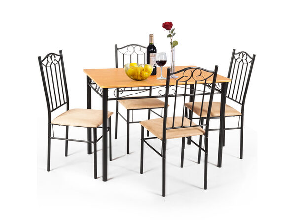 5 Piece Dining Set Wood Metal Table And, Wood And Metal Kitchen Table Sets