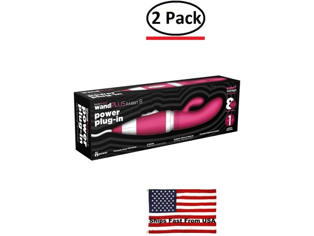 ( 2 Pack ) Bodywand Wand Plus  Rabbit 8 Power Plug-in Silicone Vibe - Pink