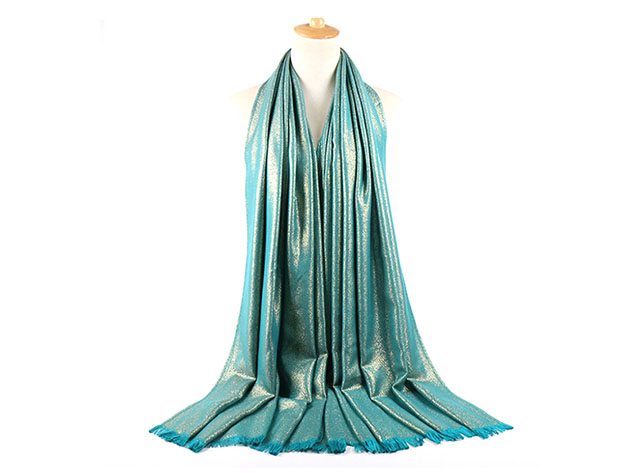 Shimmered Shawl: Two-Toned Elegance (Teal Peacock)