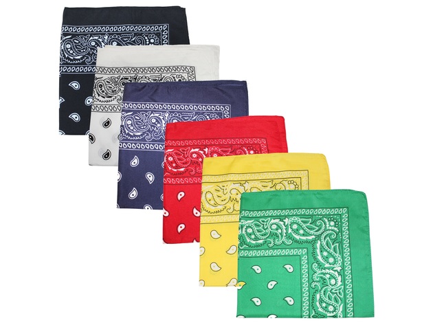 Mechaly Paisley 100% Polyester Unisex Bandanas - 12 Pack - Dozen Wholesale - Mixed Colors