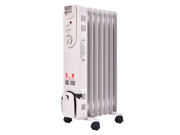 Costway 1500W Electric Oil Filled Radiator Space Heater 5-Fin Thermostat Room Radiant White