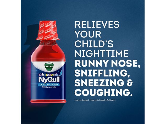 Vicks Children's NyQuil Cold & Cough Relief Liquid, Cold & Cough Symptom Relief, Berry, 8 Fl Oz