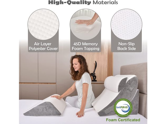 PureFit Adjustable Wedge Pillow System  Bed wedge, Wedge pillow, Bed wedge  pillow