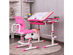 Costway Children Desk Chair Set Adjustable Study Table Drawer Winged Backrest Chair - Pink