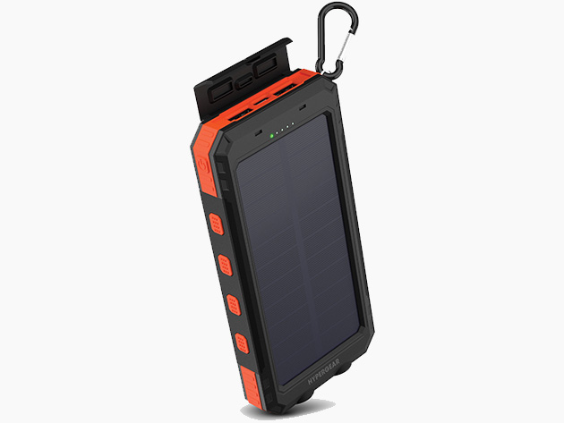 HyperGear SolPro 10K Solar 10,000mAh 20W Fast-Charge Power Bank, Compatible with iPhone, iPad, and Android Devices - Open Orange