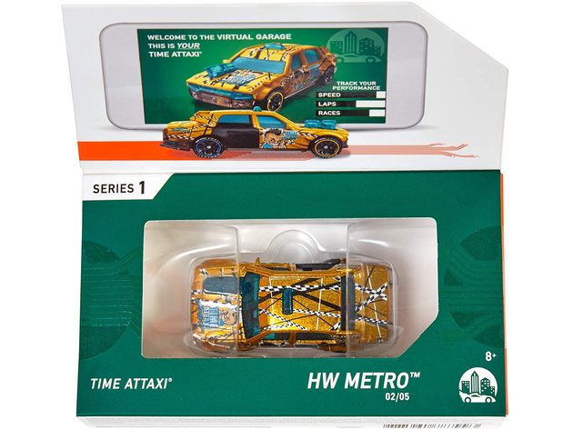 Hot Wheels id Time Attaxi, Offering A First Of Its Kind Mixed Play Experience, Track Speed and Count Laps, Yellow