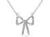 Bow Ribbon Pendant Necklace in Sterling Silver with Chain with Accent Diamonds