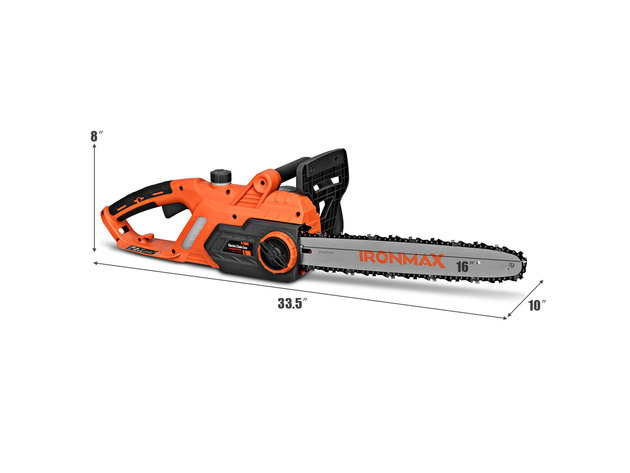 Electric 16-inch Chain Saw Compact Powerful Chainsaw 13Amp w/ Automatic Oiling - Orange + Gray