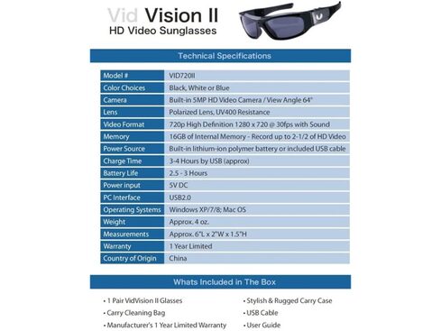 vidvision hd video sunglasses