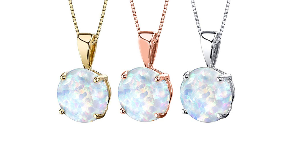 Opal-like Pendant Drop Necklace