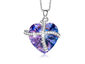 Swarovski Crystals Purple Passion Pave Heart Ribbon Necklace