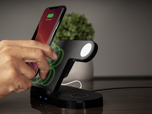 HyperGear 3-in-1 Wireless Charging Dock for Phone, Apple Watch & AirPods