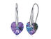 18K White Gold Drop Earrings with Heart-Shaped Swarovski Stones (Pink)