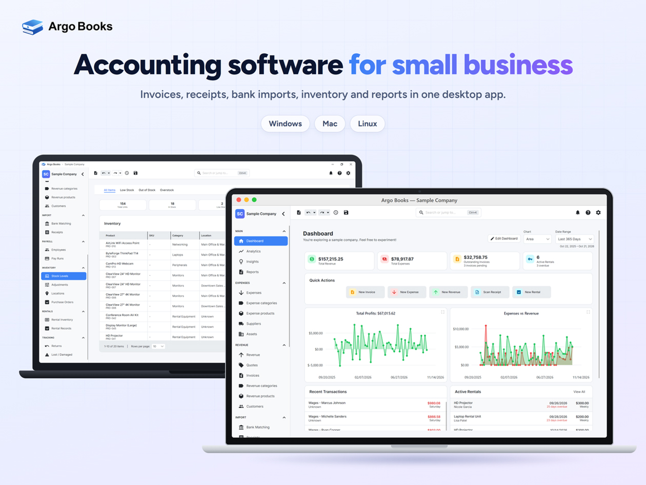 Argo Books Accounting Software Premium Plan: Lifetime Subscription