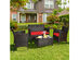 Costway 4 Piece Rattan Patio Furniture Set Cushioned Sofa Chair Coffee Table Red 