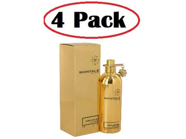 4 Pack of Montale Aoud Leather by Montale Eau De Parfum Spray (Unisex) 3.4 oz
