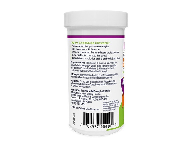 EndoMune Advanced Probiotic with Prebiotic - Supports Digestive & Immune Health for Kids (3-8 years), Vegan and Gluten Free, 30 Tablets (1 Month Supply)