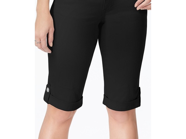 Style & Co Women's Cuffed Denim Skimmer Shorts Black Size 16