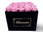 Large Square Black Velvet Box (25 roses) - Light Pink