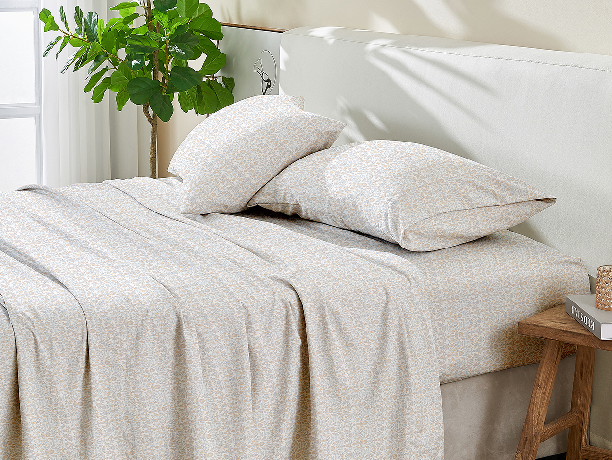 4-Piece Floral Print Microfiber Sheet Set (Floral Yellow/Queen)