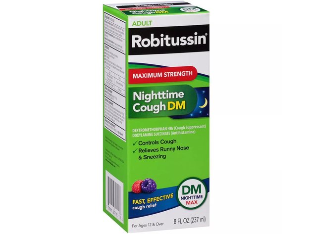 Robitussin Honey Maximum Strength DM Nighttime Max Cough Syrup, For ...