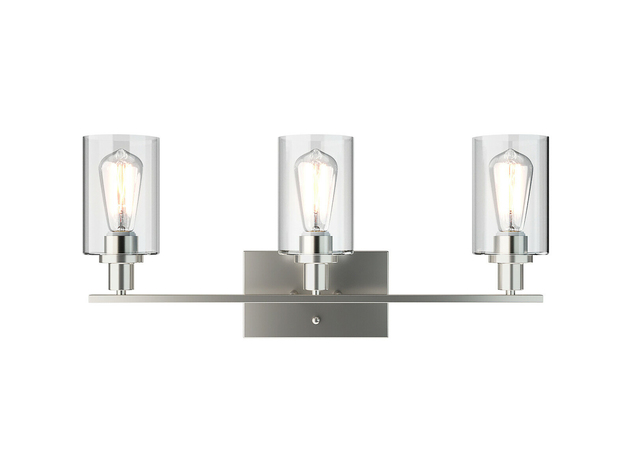 Costway 3-Light Wall Sconce Modern Bathroom Vanity Light Fixtures w/ Clear Glass Shade