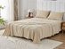 Kathy Ireland 4 Piece Heathered Jersey Knit Cotton Sheet Set (King/Oatmeal)