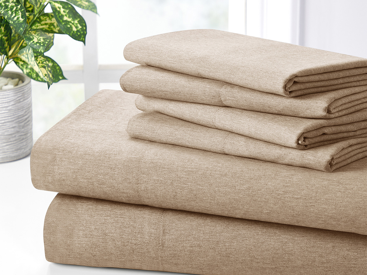 Bamboo Blend Chambray Sheet Set (Oatmeal/King)