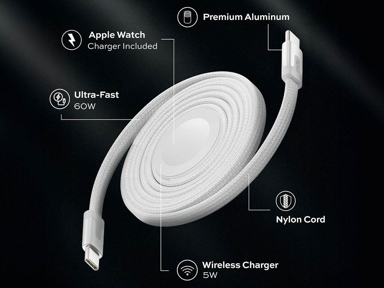 MagStack™ Duo Apple Watch Charger + 60W USB-C Cable