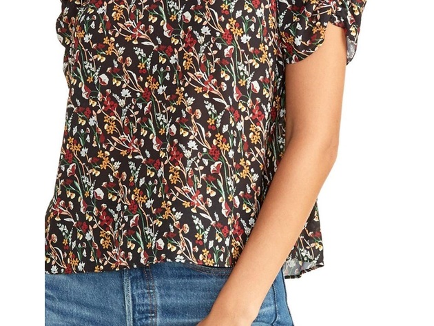 Rachel Rachel Roy Women's Hanna Ruched-Sleeve Top Black Size X-Small