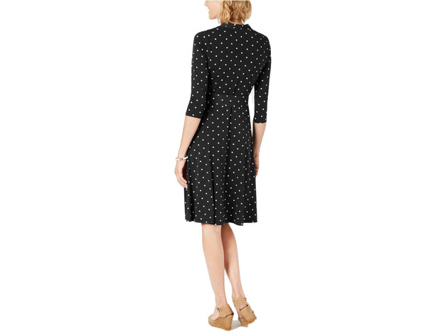 Charter Club Women's Petite Dot-Print Belted Swing Dress Black Size Small |  StackSocial