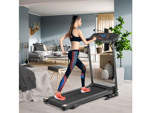 Goplus 1.0HP Folding Treadmill Electric Support Motorized Power Running Machine Trainer - Black