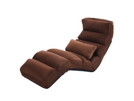 Costway Folding Lazy Sofa Chair Stylish Sofa Couch Beds Lounge Chair W/Pillow - Coffee