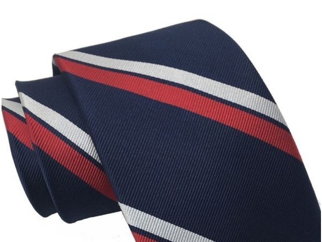 Tommy Hilfiger Men's Classic Red Stripe Silk Ties Blue Size Regular