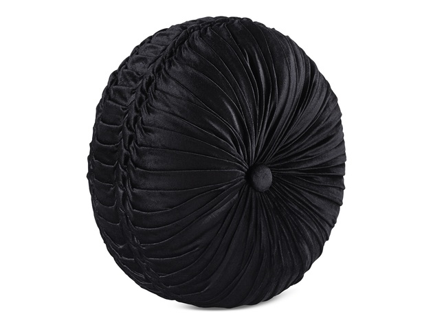 J Queen New York Bradshaw Black Tufted Round Decorative Pillow Size 15" x 15"