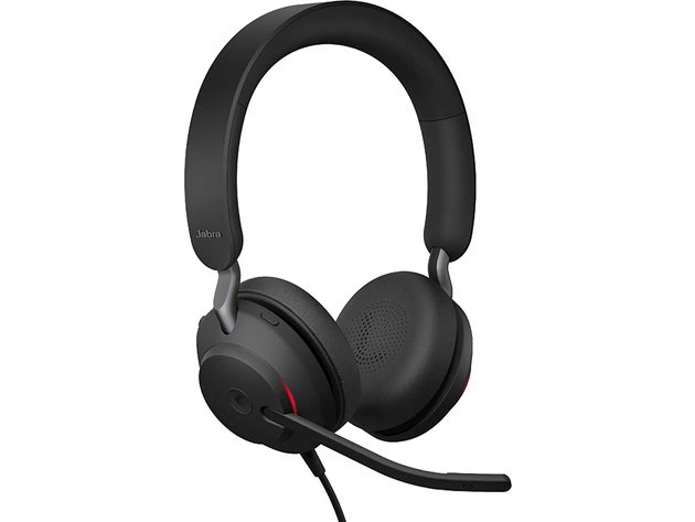 Jabra Evolve2 40 MS Wired Headphones, USB-C, Stereo, Telework Headset - Black (Refurbished, Open Retail Box)