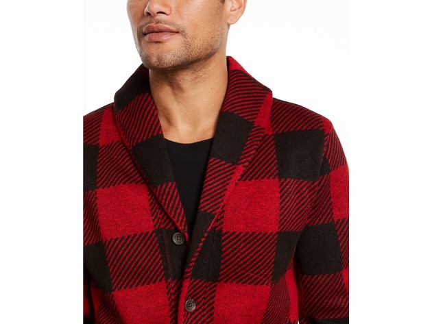 Levi's Men's Trouss Regular-Fit Buffalo Plaid Cardigan Red Size Medium