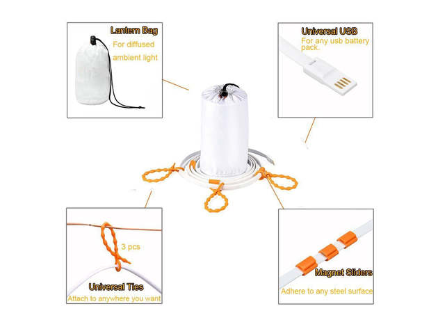 5Ft Portable USB LED Rope Light and Lantern