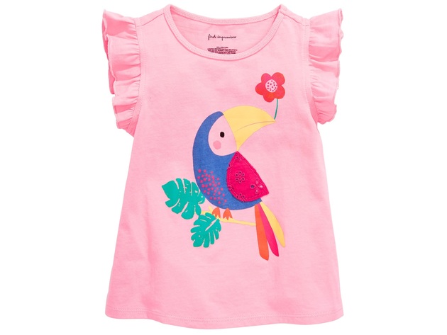 First Impressions Baby Girls Parrot Graphic Flutter Top Pink Size 3-6 Months