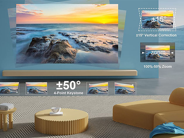 HD Movie Projector with Bluetooth, WiFi 6, & 4K Input Support