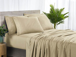 Bamboo 2000 Count 4-Piece Sheet Set with SnugGrip (Taupe/Twin)