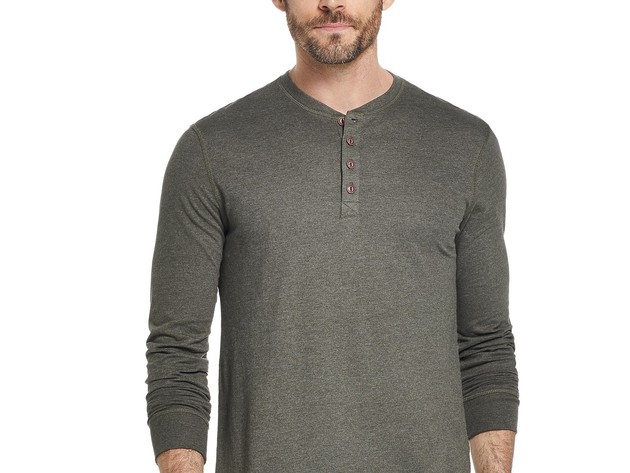 Weatherproof Vintage Men's Long Sleeve Jersey Henley Green Size XX-Large