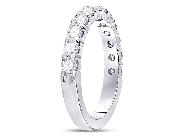 1.00 Carat (ctw G-H, I2-I3) Diamond Wedding Anniversary Band in 14K White Gold - 8.5