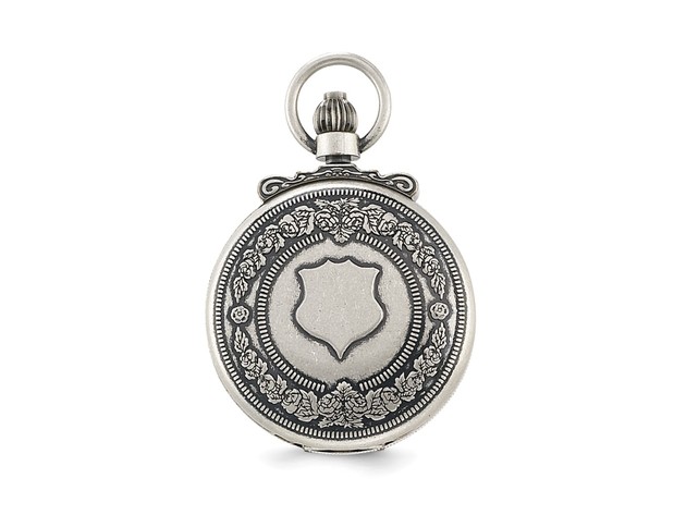 Charles Hubert Antique Chrome Finish Skeleton Pocket Watch 47mm