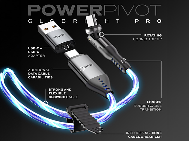 Statik® PowerPivot™  GloBright Pro 60W USB-C to USB-C Cable