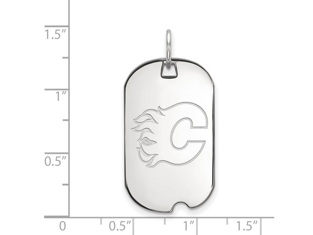 Sterling Silver NHL Calgary Flames Dog Tag Pendant