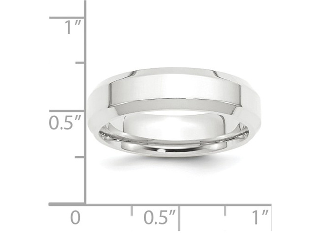 Mens Platinum Wedding Band Beveled Edge 6mm - 8.5